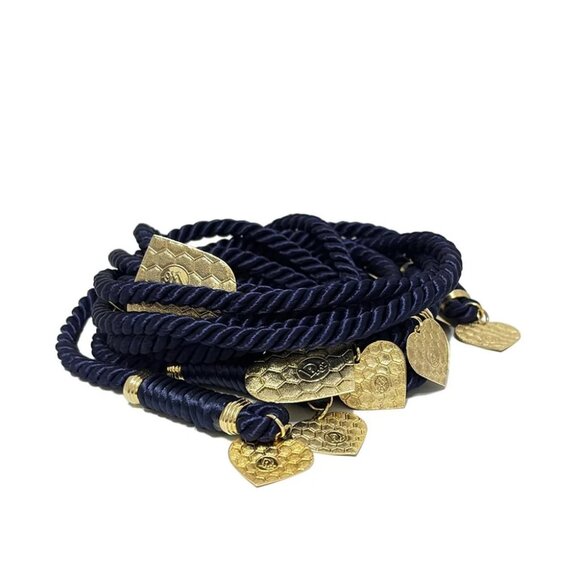 DIOR/ChristianDior - Dark Navy Gold Chemical Fiber Hardware Belt - Picture 1 of 5
